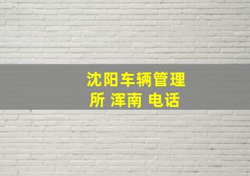 沈阳车辆管理所 浑南 电话